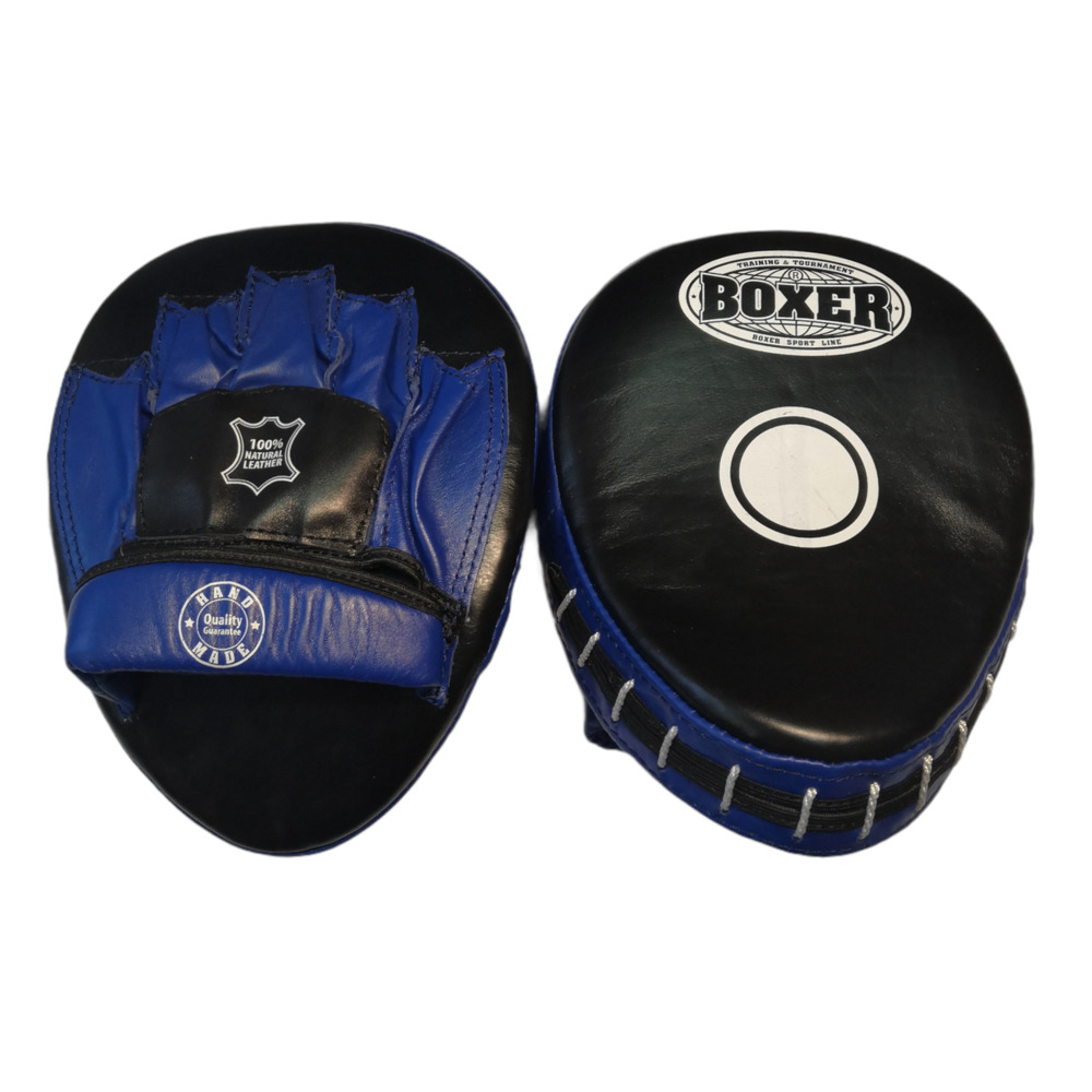 Лапи боксерські BOXER гнуті шкіра сині