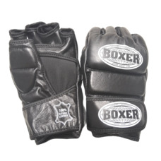 Рукавички для змішаних видів єдиноборств ММА BOXER шкіра чорні М