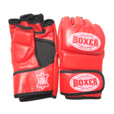 Рукавички для змішаних видів єдиноборств ММА BOXER шкіра червоні М