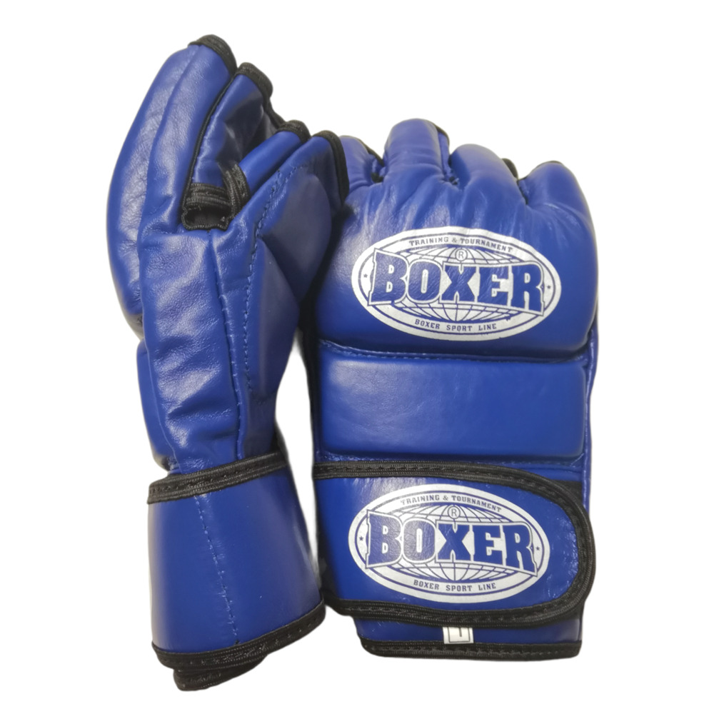 Рукавички для змішаних видів єдиноборств ММА BOXER шкіра сині М