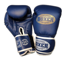 Боксерські рукавички BOXER 8 оz шкірвініл Еліт ШИРОКИЙ МАНЖЕТ сині