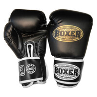 Боксерські рукавички BOXER 8 оz шкірвініл Еліт ШИРОКИЙ МАНЖЕТ чорні