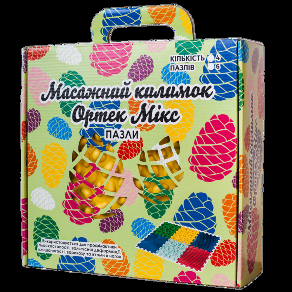 Ортопедичний масажний килимок  Пазли Мікс 4 елементи