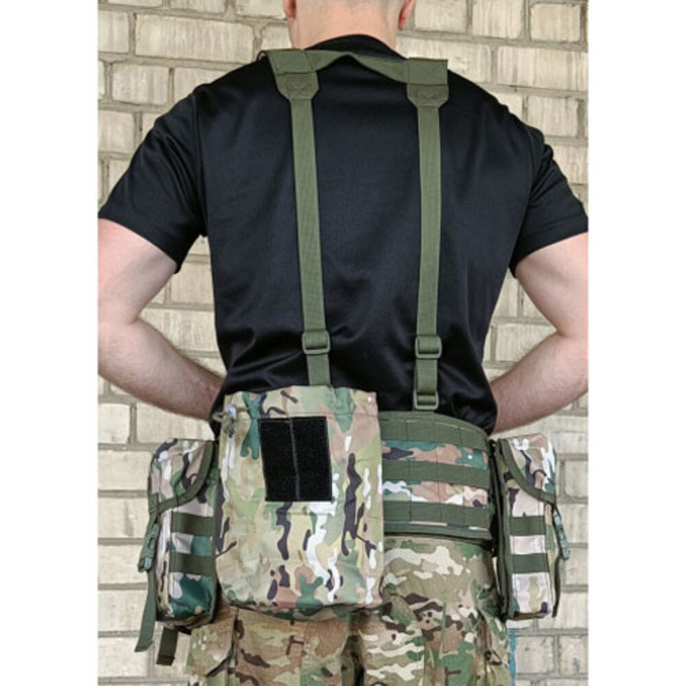 Тактичний пояс розвантажувальний РПС з кріпленнім MOLLE та плечовими лямками мультикам без підсумків