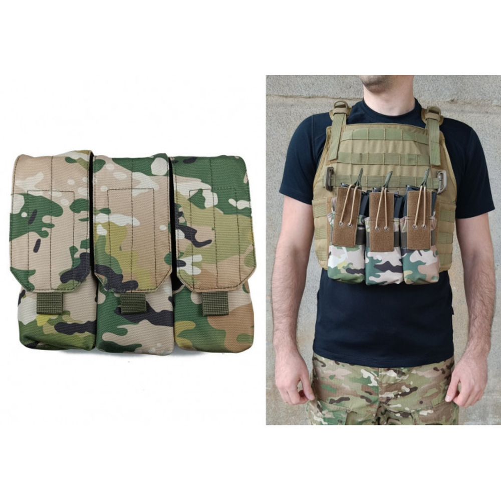 Підсумок під 6 магазінів АК потрійний мультикам (MOLLE, підсумок на розгрузку, жилет, РПС)