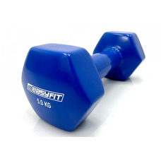 Гантель для фітнесу 5 кг EasyFit з вініловим покриттям синя (1 шт)
