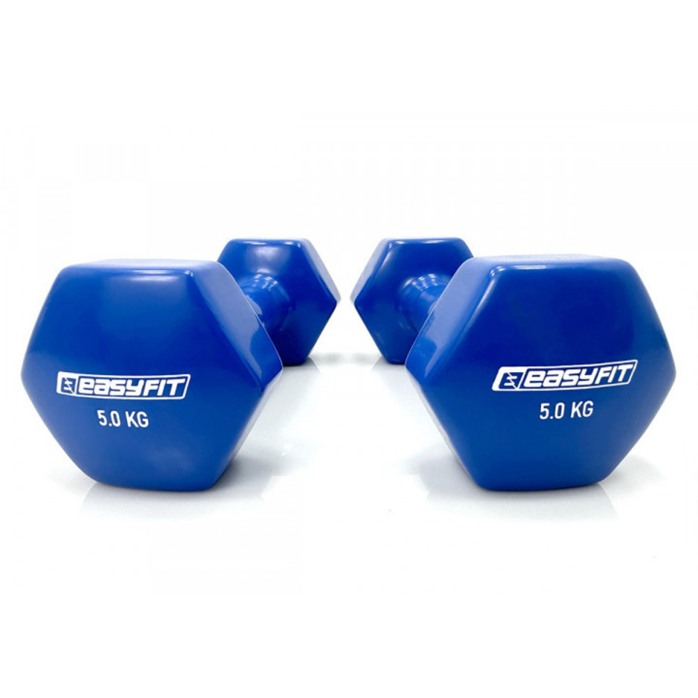 Гантель для фітнесу 5 кг EasyFit з вініловим покриттям синя (1 шт)