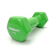 Гантель для фітнесу 1 кг EasyFit з вініловим покриттям салатова (1 шт)
