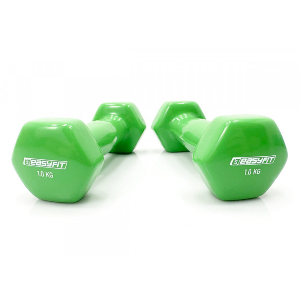 Гантель для фітнесу 1 кг EasyFit з вініловим покриттям салатова (1 шт)