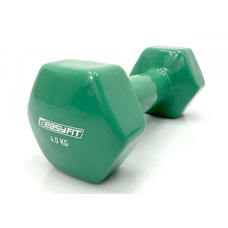 Гантель для фітнесу 4 кг EasyFit з вініловим покриттям зелена (1 шт)