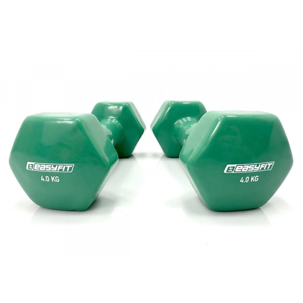 Гантель для фітнесу 4 кг EasyFit з вініловим покриттям зелена (1 шт)