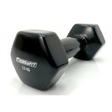 Гантель для фітнесу 3 кг EasyFit з вініловим покриттям чорна (1 шт)