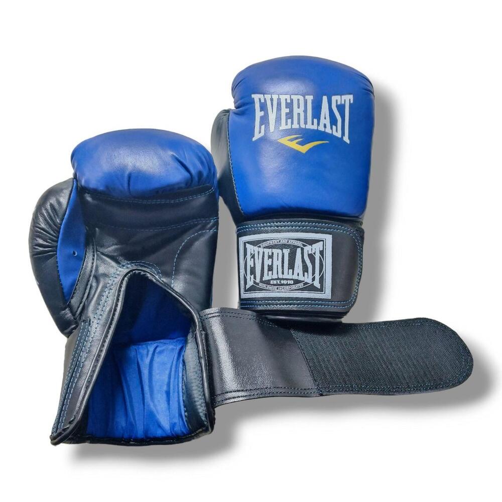 Боксерські рукавички EVERLAST 12 oz шкіра синьо-чорні