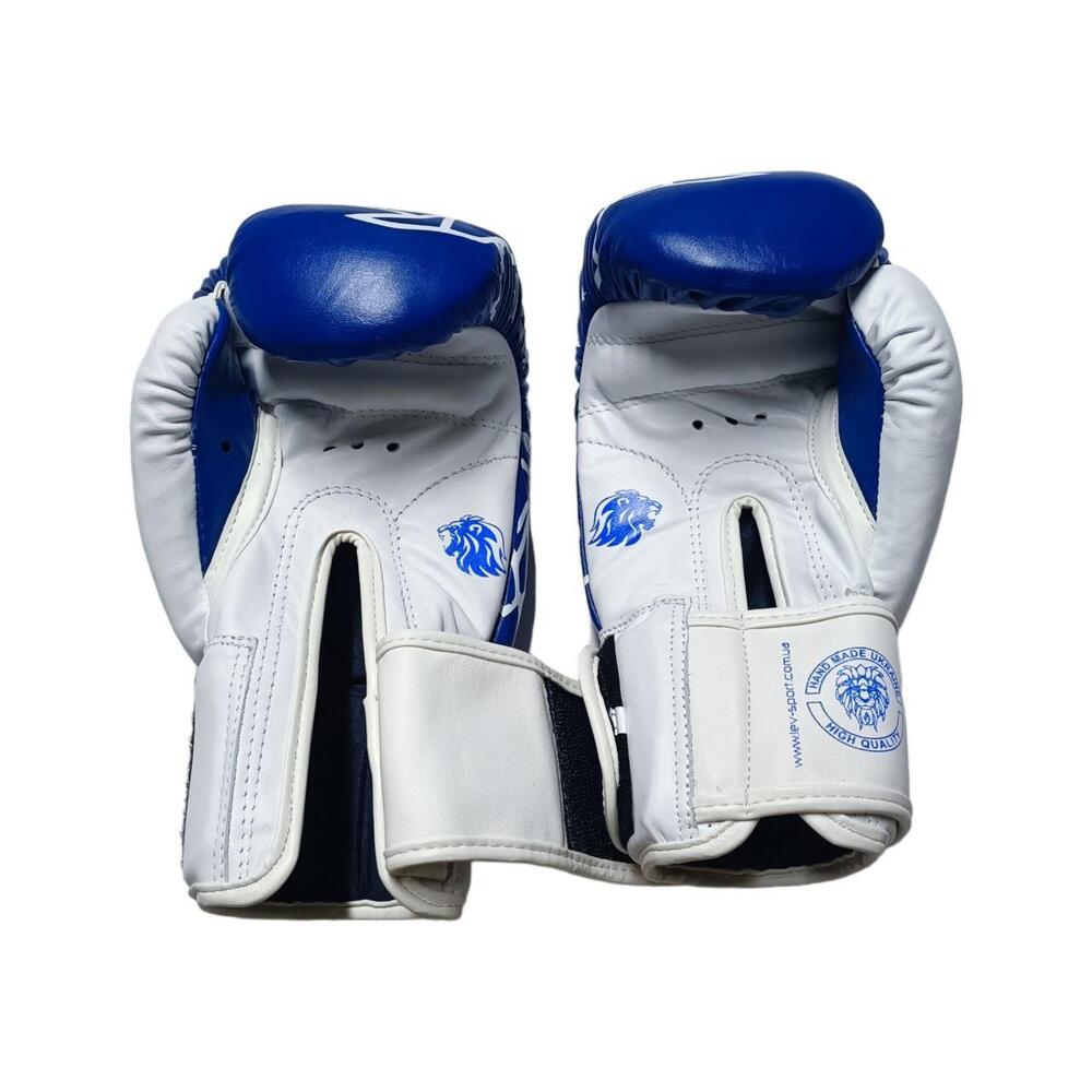Боксерські рукавички LEV SPORT ТОП 6 oz шкіра синьо-білі