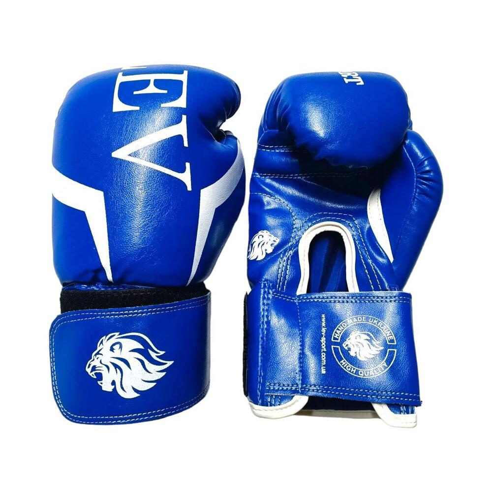 Боксерские перчатки LEV SPORT 12 oz кожзам, манжета 8 см синие