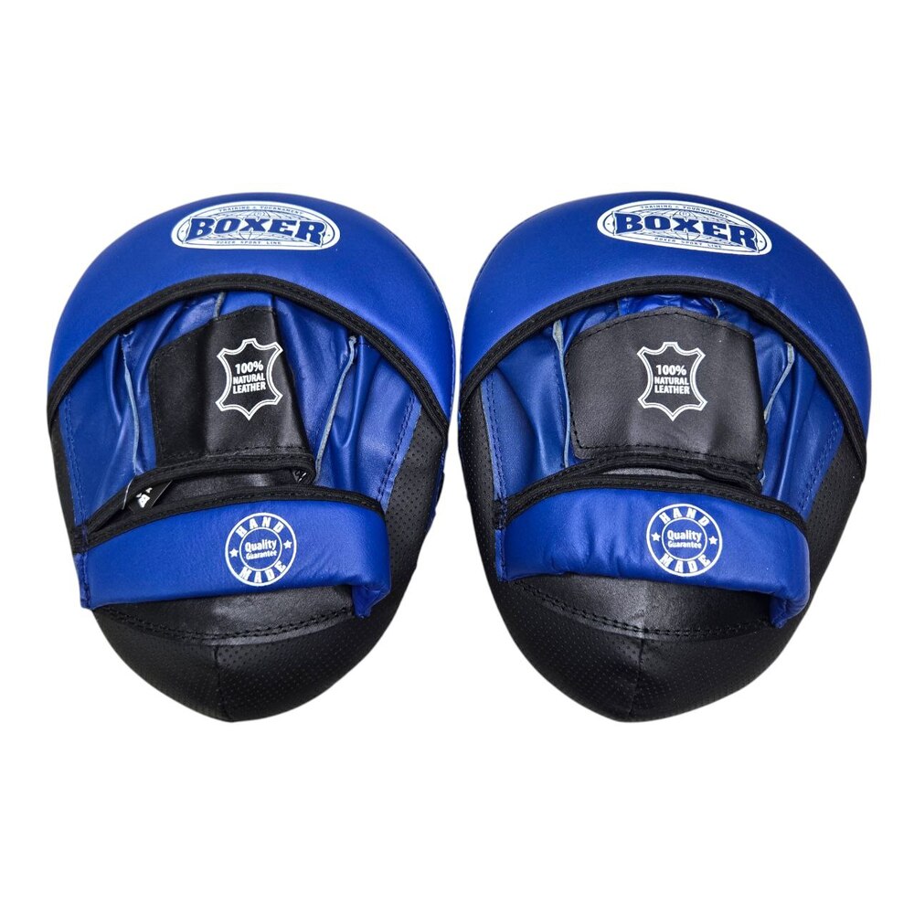 Лапи боксерські BOXER гнуті шкіра Еліт сині