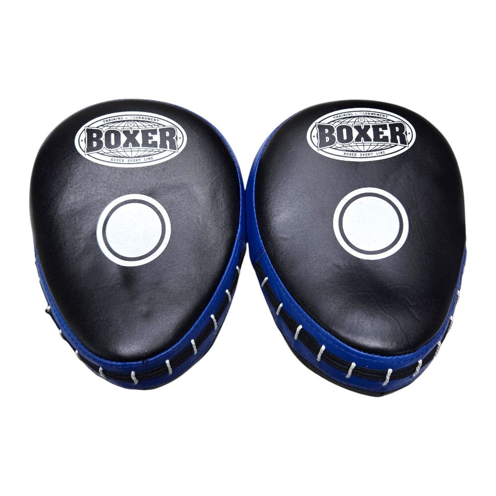 Лапи боксерські BOXER гнуті шкіра Еліт сині