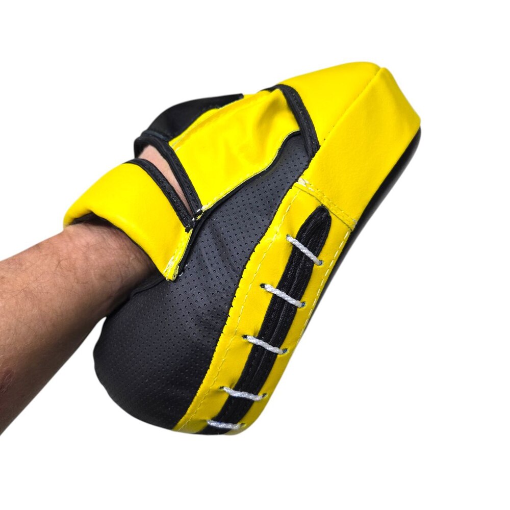 Лапи боксерські BOXER гнуті шкіра Еліт жовті