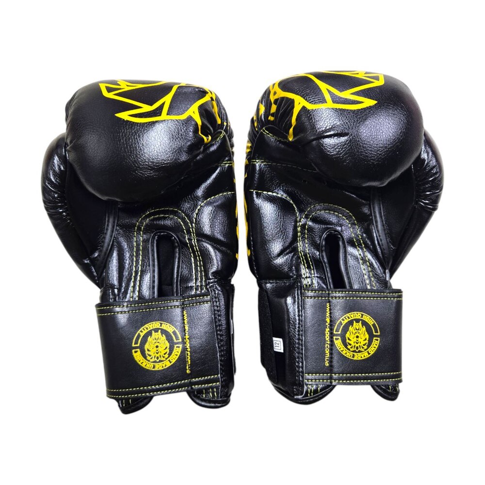 Боксерські рукавички LEV SPORT ТОП 12 oz стрейч чорні