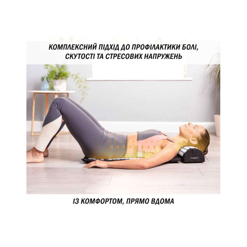 Масажний килимок Easyfit з подушкою (аплікатор Кузнєцова) Чорний з білим