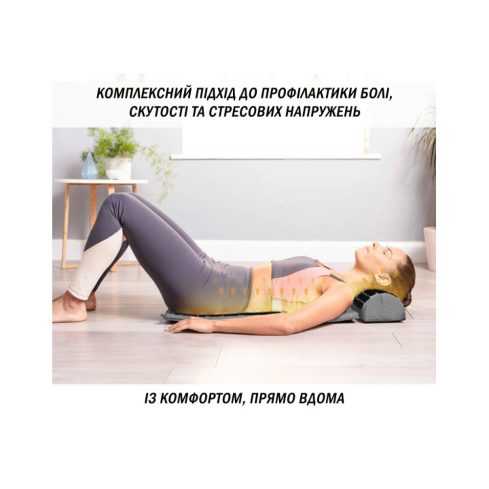 Массажный коврик Easyfit с подушкой (аппликатор Кузнецова) Серый с черным