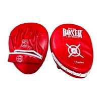 Лапи боксерські BOXER NEW гнуті вінілшкіряні червоні