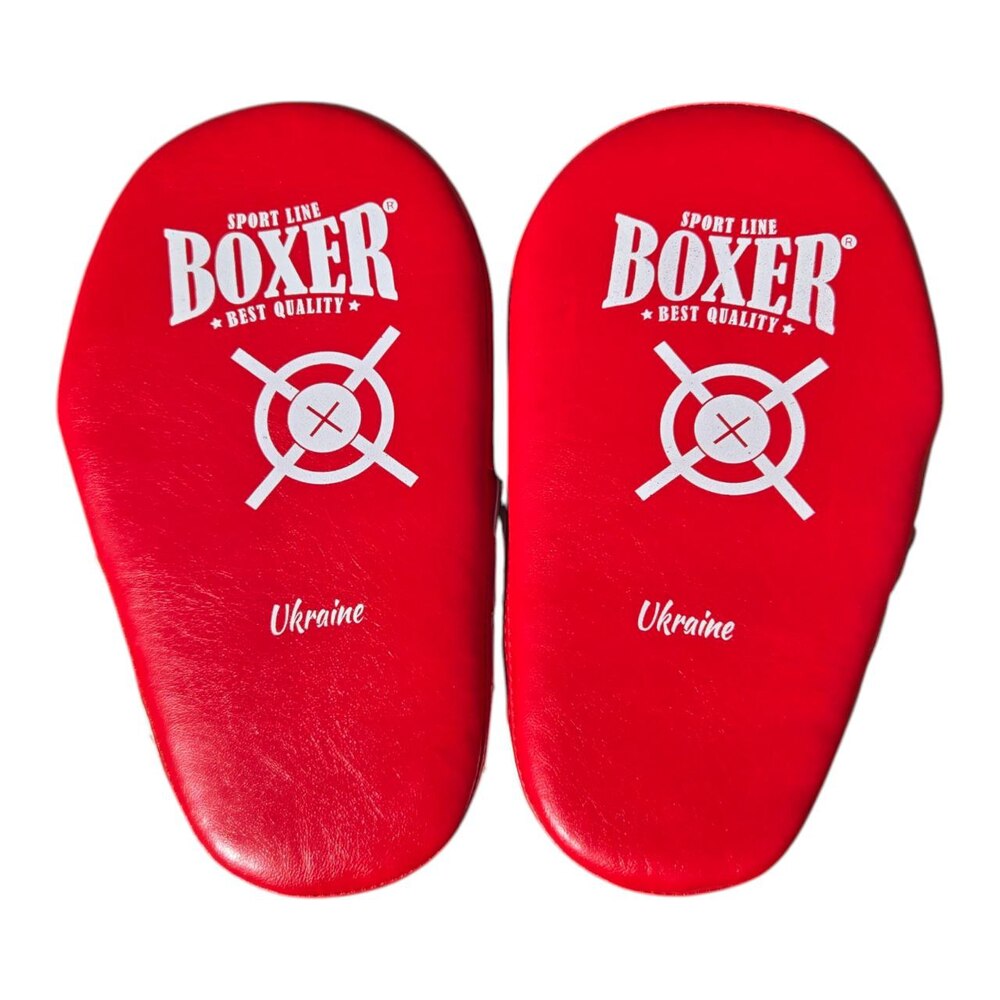 Лапи боксерські BOXER NEW прямі вінілшкіряні червоні