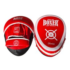 Лапи боксерські BOXER NEW ергономічні вінілшкіряні червоні