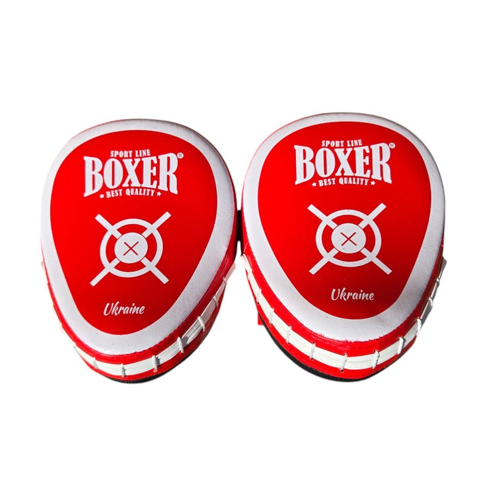 Лапи боксерські BOXER NEW ергономічні вінілшкіряні червоні