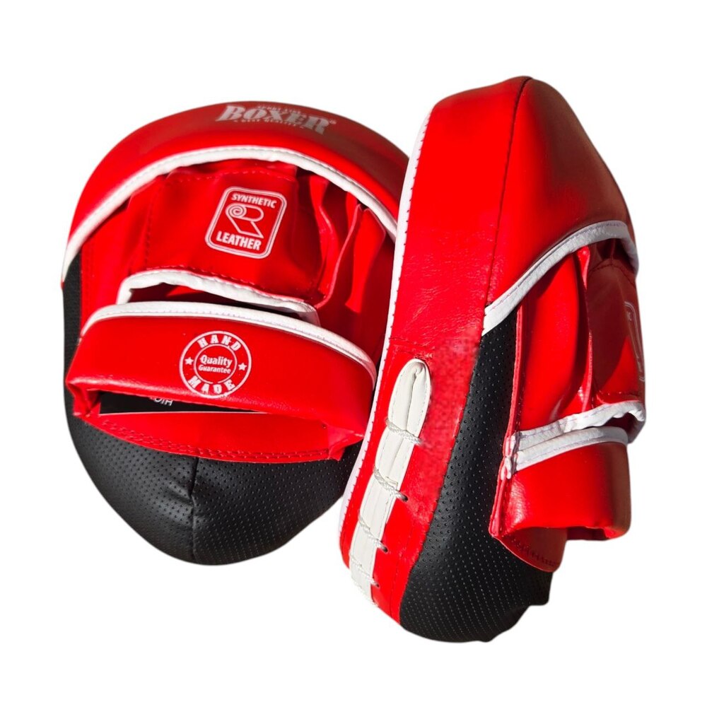 Лапи боксерські BOXER NEW ергономічні вінілшкіряні червоні