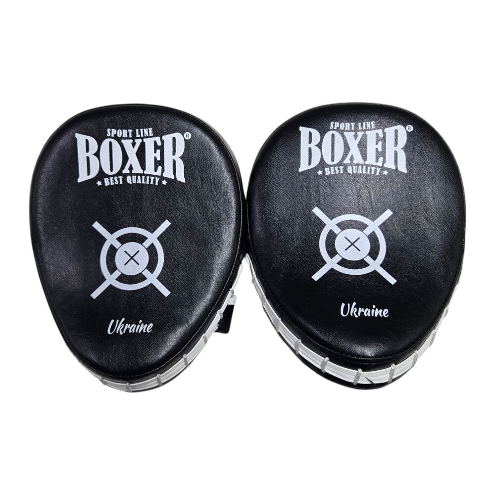Лапи боксерські BOXER NEW гнуті вінілшкіряні чорні