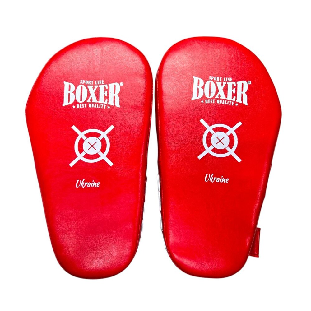Лапи кікбоксерські BOXER NEW L прямі вінілшкіряні червоні