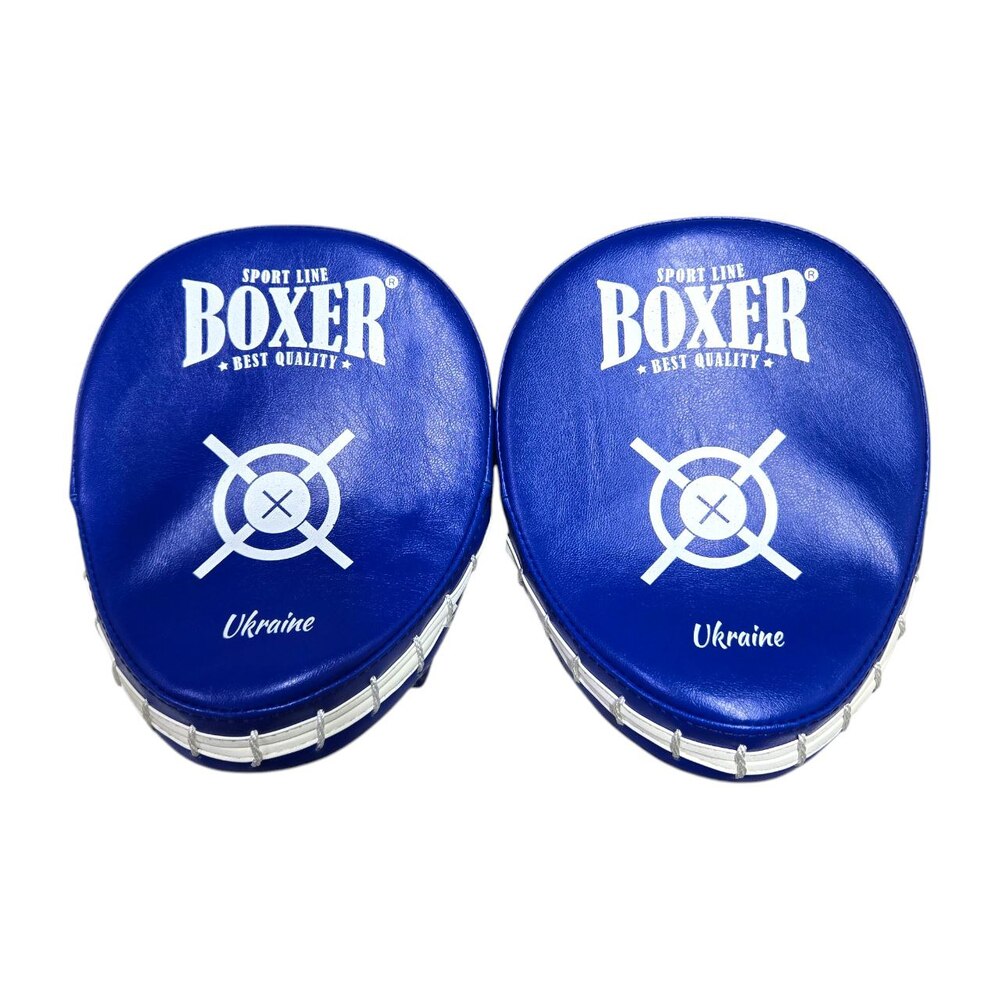 Лапи боксерські BOXER NEW гнуті вінілшкіряні сині
