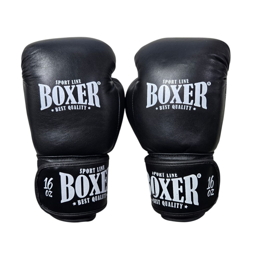 Боксерські рукавички BOXER NEW 14 оz шкіра чорні