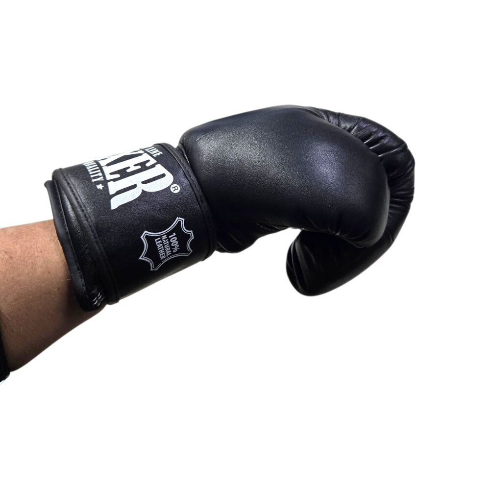 Боксерські рукавички BOXER NEW 8 оz шкіра чорні