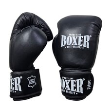 Боксерські рукавички BOXER NEW 12 оz шкіра чорні