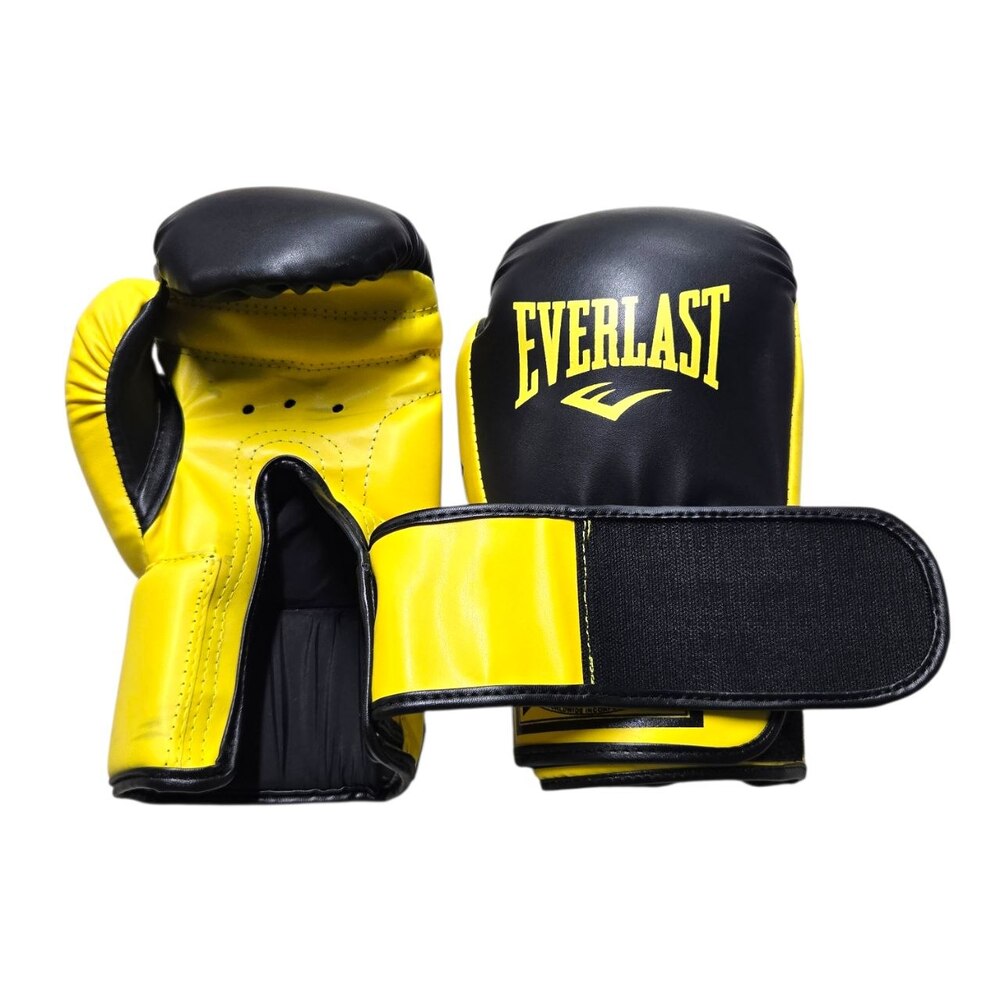 Боксерські рукавички EVERLAST 12 oz шкіра чорно-жовті