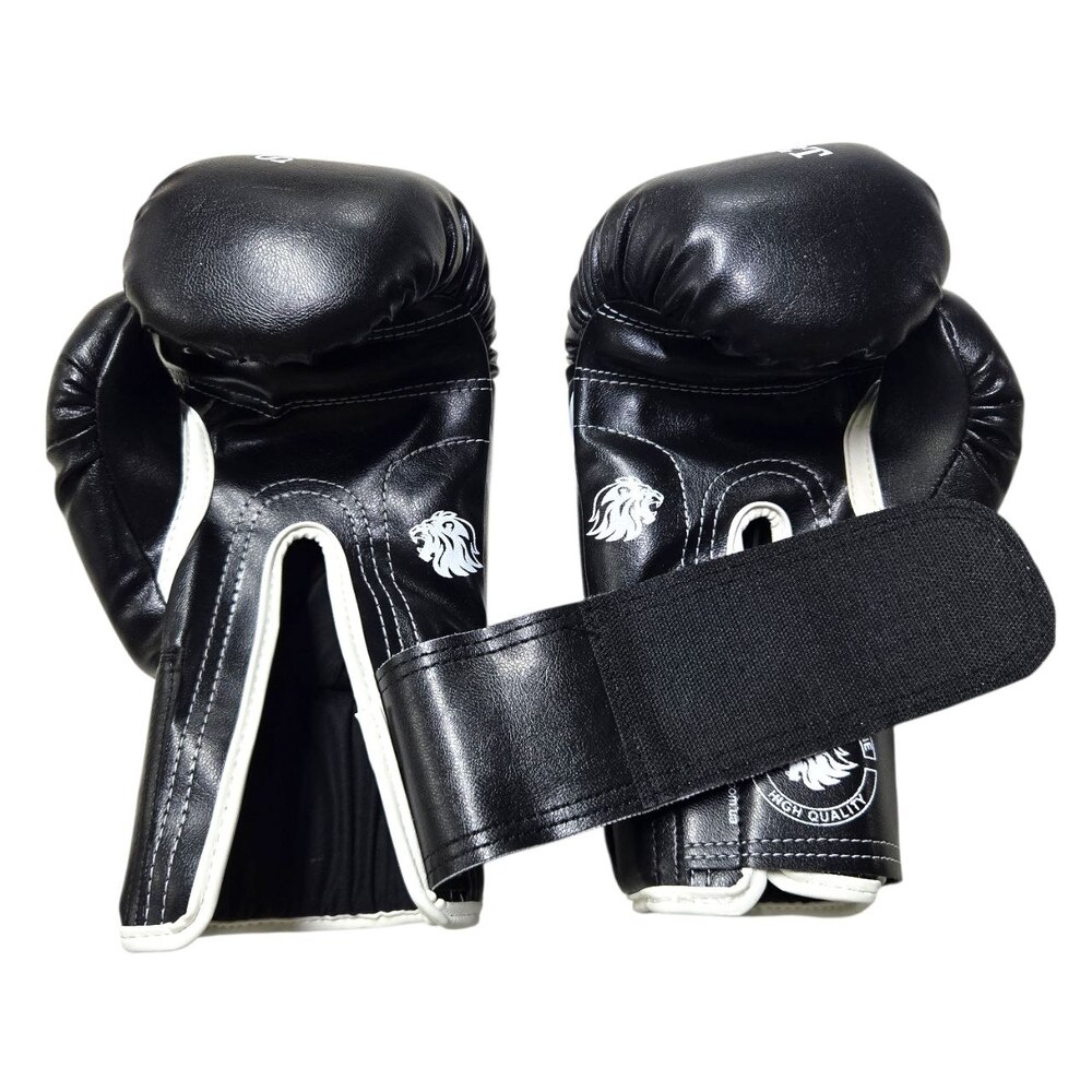 Боксерські рукавички LEV SPORT 14 oz шкірзам, манжета 8 см чорні