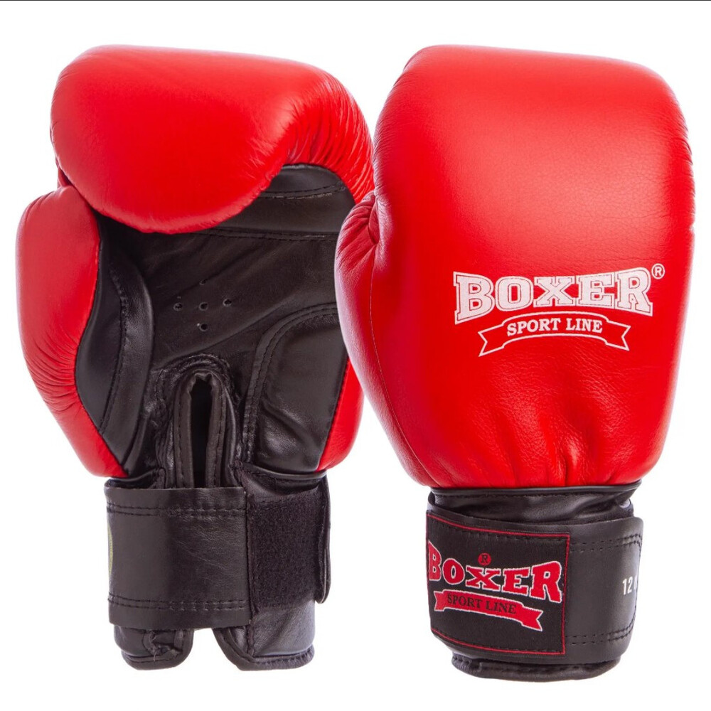Боксерські рукавички BOXER 10 оz шкіра Profi червоні