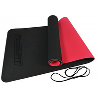 Коврик для йоги и фитнеса EasyFit TPE+TC 6 мм двухслойный черный-красный