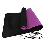Коврик для йоги и фитнеса EasyFit TPE+TC 6 мм двухслойный черный-фиолетовый