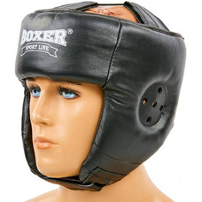 Шолом боксерський BOXER L шкіра чорний
