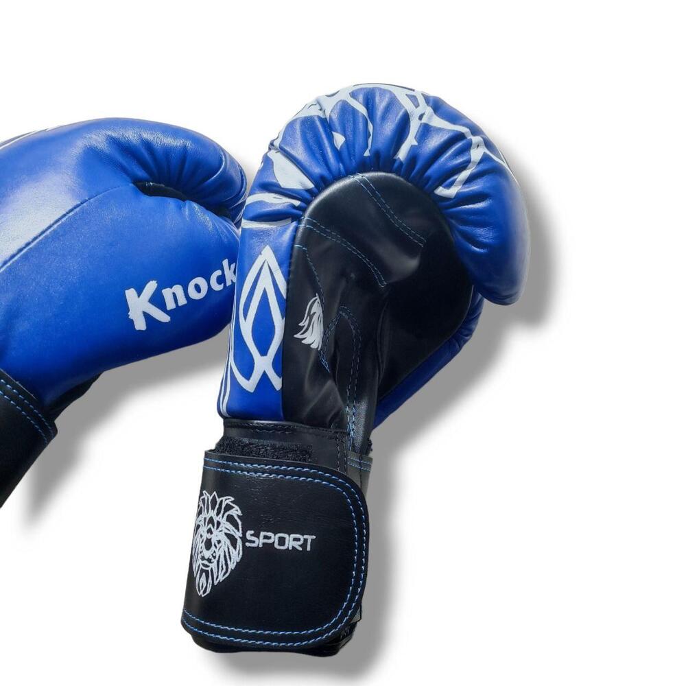 Боксерські рукавички LEV SPORT ТОП 10 oz шкіра синьо-чорні