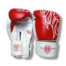 Боксерські рукавички LEV SPORT ТОП 10 oz шкіра червоно-білі