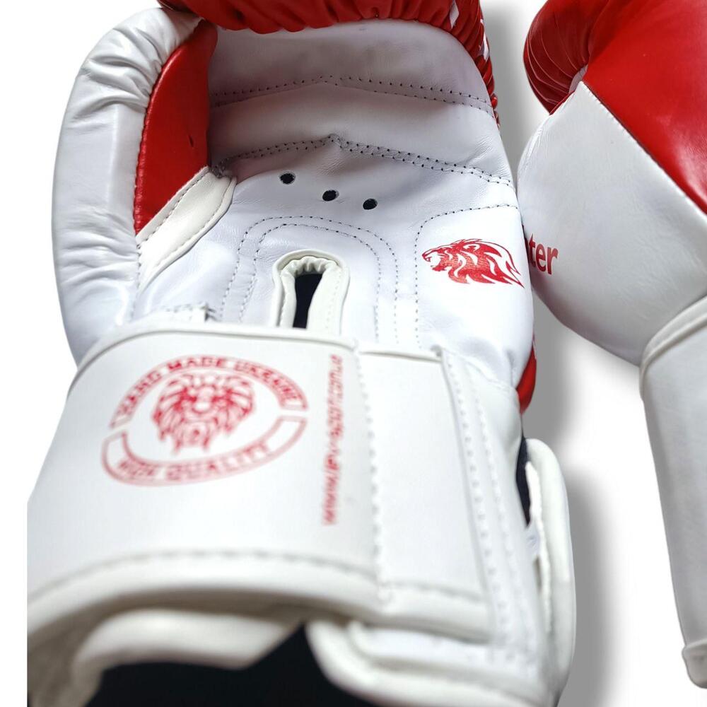 Боксерські рукавички LEV SPORT ТОП 10 oz шкіра червоно-білі