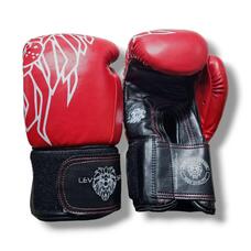 Боксерські рукавички LEV SPORT ТОП 10 oz шкіра червоно-чорні
