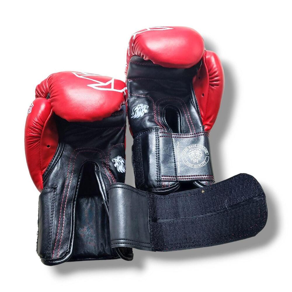 Боксерские перчатки LEV SPORT ТОП 10 oz кожа красно-черные