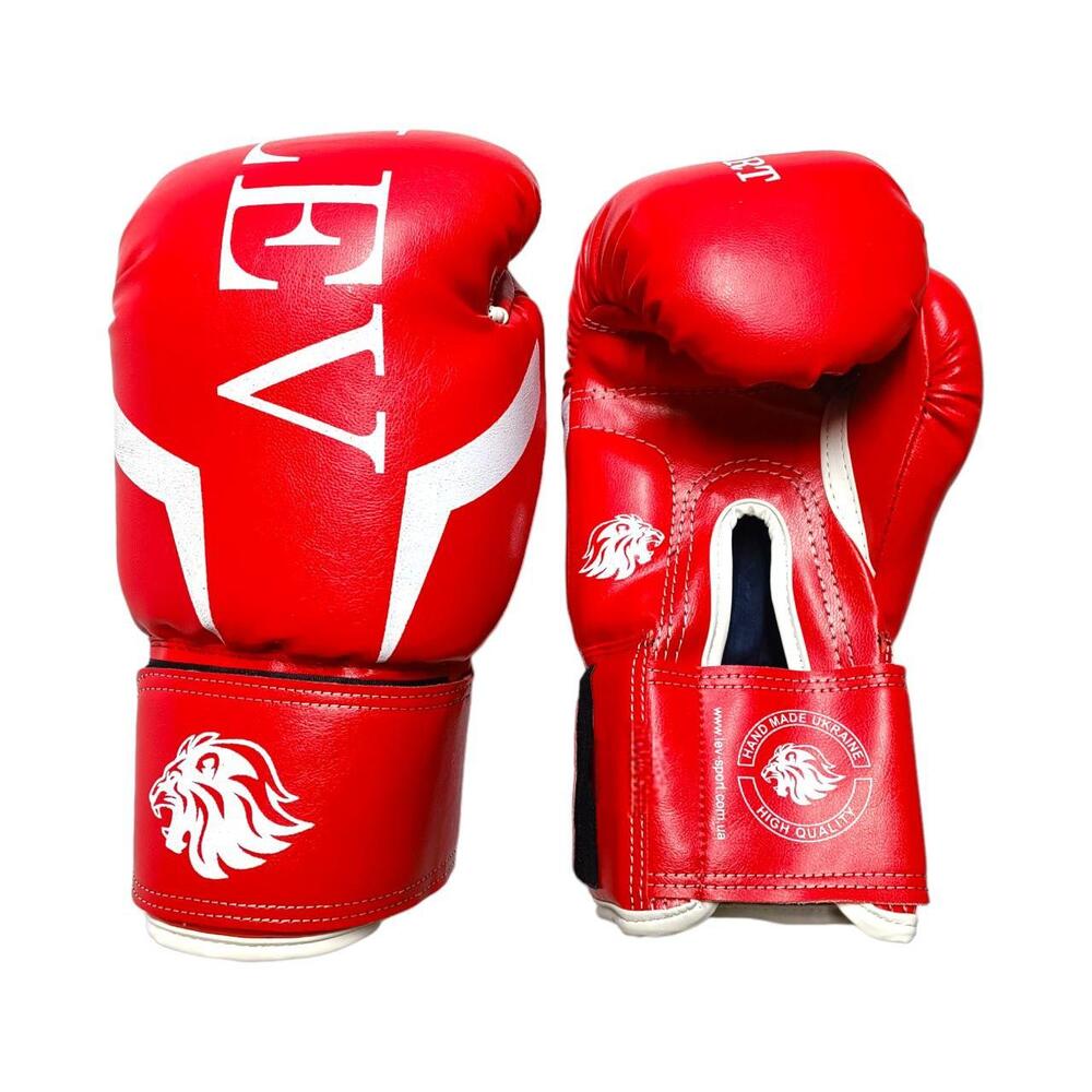 Боксерські рукавички LEV SPORT 10 oz шкірзам, манжета 8 см червоні