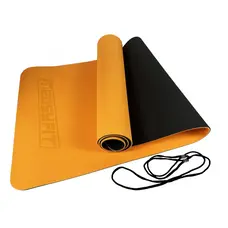 Килимок для йоги та фітнесу EasyFit TPE+TC 6 мм двошаровий помаранчево-чорний