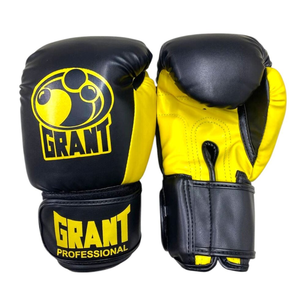 Боксерські рукавички GRANT Professional 10 oz шкірвініл чорно-жовті